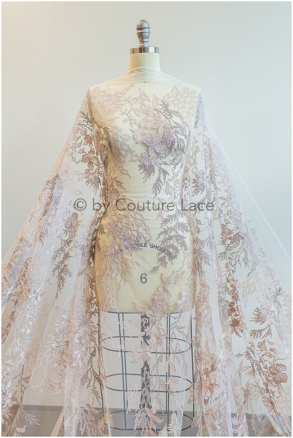 4-farbiger floraler Spitzenstoff/ romantische Pfirsich Spitze für Abendkleid/ Blumen Spitzenstoff/ bestickter Farbstoff// L19-261