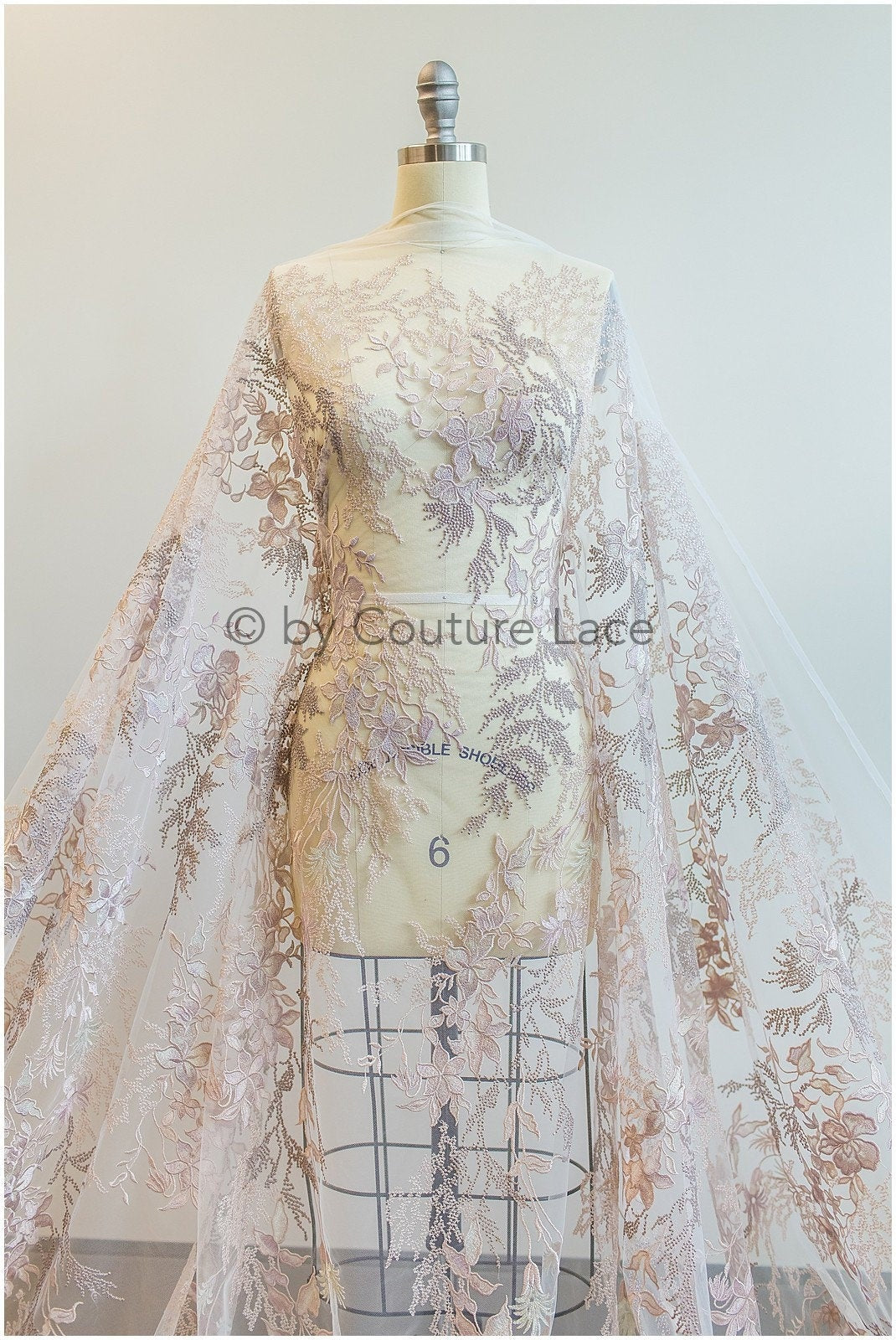 4-farbiger floraler Spitzenstoff/ romantische Pfirsich Spitze für Abendkleid/ Blumen Spitzenstoff/ bestickter Farbstoff// L19-261