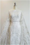 Floral bridal lace / bridal lace material with sequins / offwhite bridal lace / floral wedding lace / couture lace / / L19-273