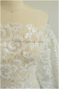 Schwerer Perlen Spitzenstoff Off-White/ Brautspitze/ Hochzeitskleid Spitze mit Perlen/ Perlenblüten Spitzenstoff// L19-282