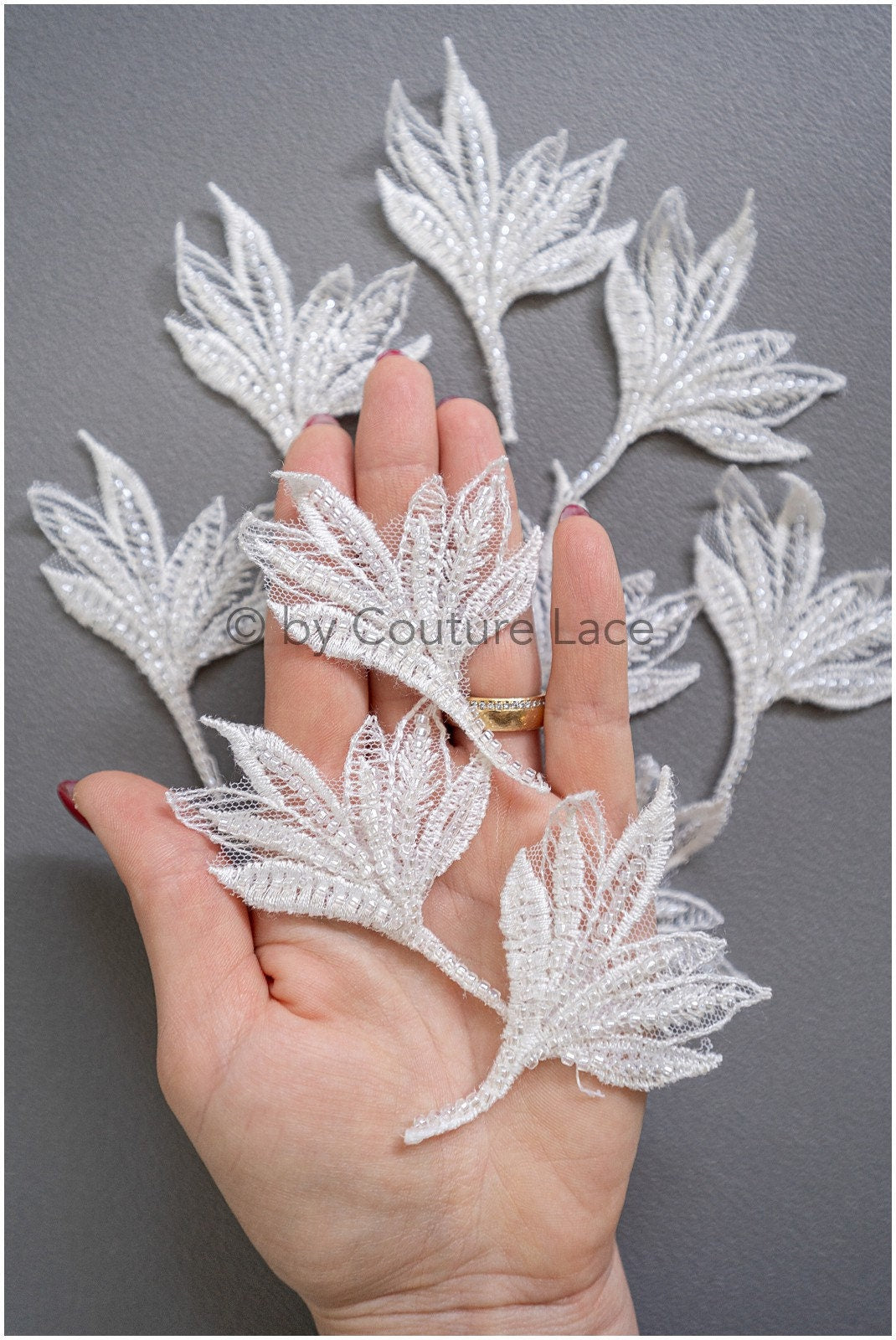 10pcs. 3D flowers with pearls/ lace applique/ wedding dress lace applique// A19-104/3