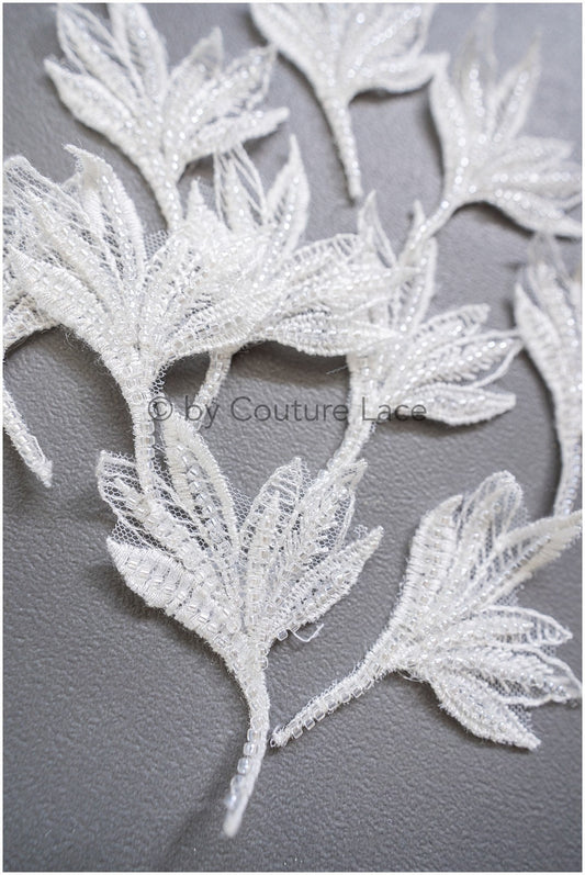 10pcs. 3D flowers with pearls/ lace applique/ wedding dress lace applique// A19-104/3