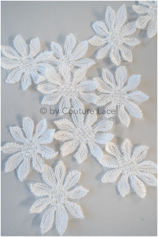10pcs. 3D flower lace with pearls/ 3D flower patch/ lace applique/ wedding dress lace applique/ bridal 3D applique// A19-104/1