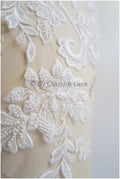 Perlen SpitzenBlume Aufnäher, Blumen Applikation, SpitzenBlume Patch, Spitzen Applikation, Hochzeitskleid Spitzen Applikation, Braut Blumen Aufnäher// A19-185
