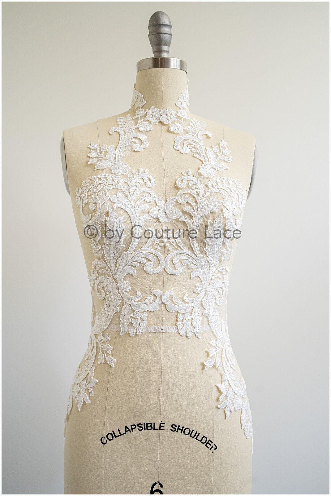 Ornate lace flower patch, oriental flower patch, lace applique, wedding dress lace applique, bridal flower patch// A19-183