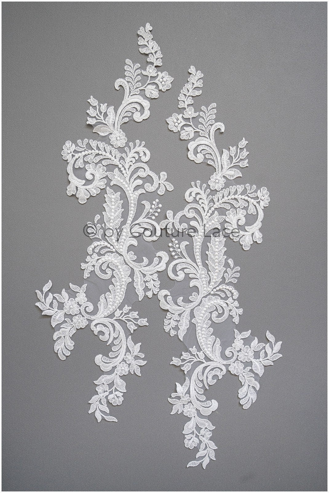 Ornate lace flower patch, oriental flower patch, lace applique, wedding dress lace applique, bridal flower patch// A19-183