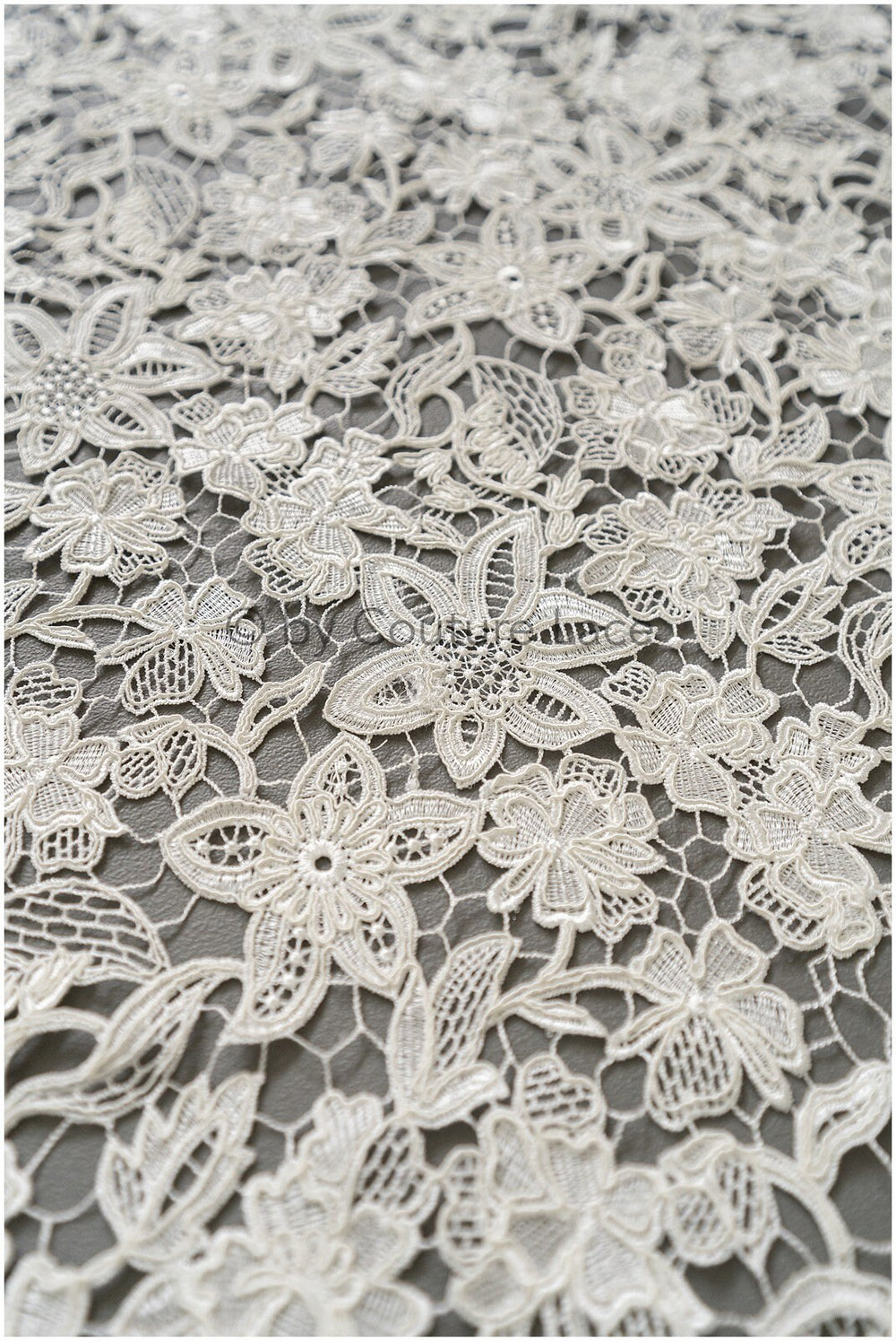 Crochet lace fabric off-white/ floral guipure lace fabric/ French bridal lace/ bridal crochet fabric/ vintage bridal lace/ Alencon lace// L19-295