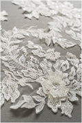 3D pearl lace patch, flower applique, lace flower patch, lace applique, wedding dress lace applique, bridal flower patch// A19-188