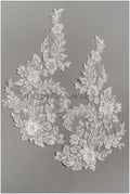 3D pearl lace patch, flower applique, lace flower patch, lace applique, wedding dress lace applique, bridal flower patch// A19-188
