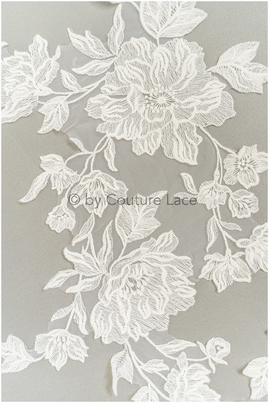 Soft Flower Lace Patch, BaumwollBlume Applikation, SpitzenBlume Applikation, Hochzeitskleid Spitze Applikation, Braut Blumen Applikation// A19-189