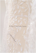 Romantic bridal lace off-white/ bridal lace with leaves/ sequin lace/ bridal lace fabric with sequins// L19-002