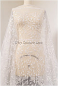Romantic bridal lace off-white/ bridal lace with leaves/ sequin lace/ bridal lace fabric with sequins// L19-002