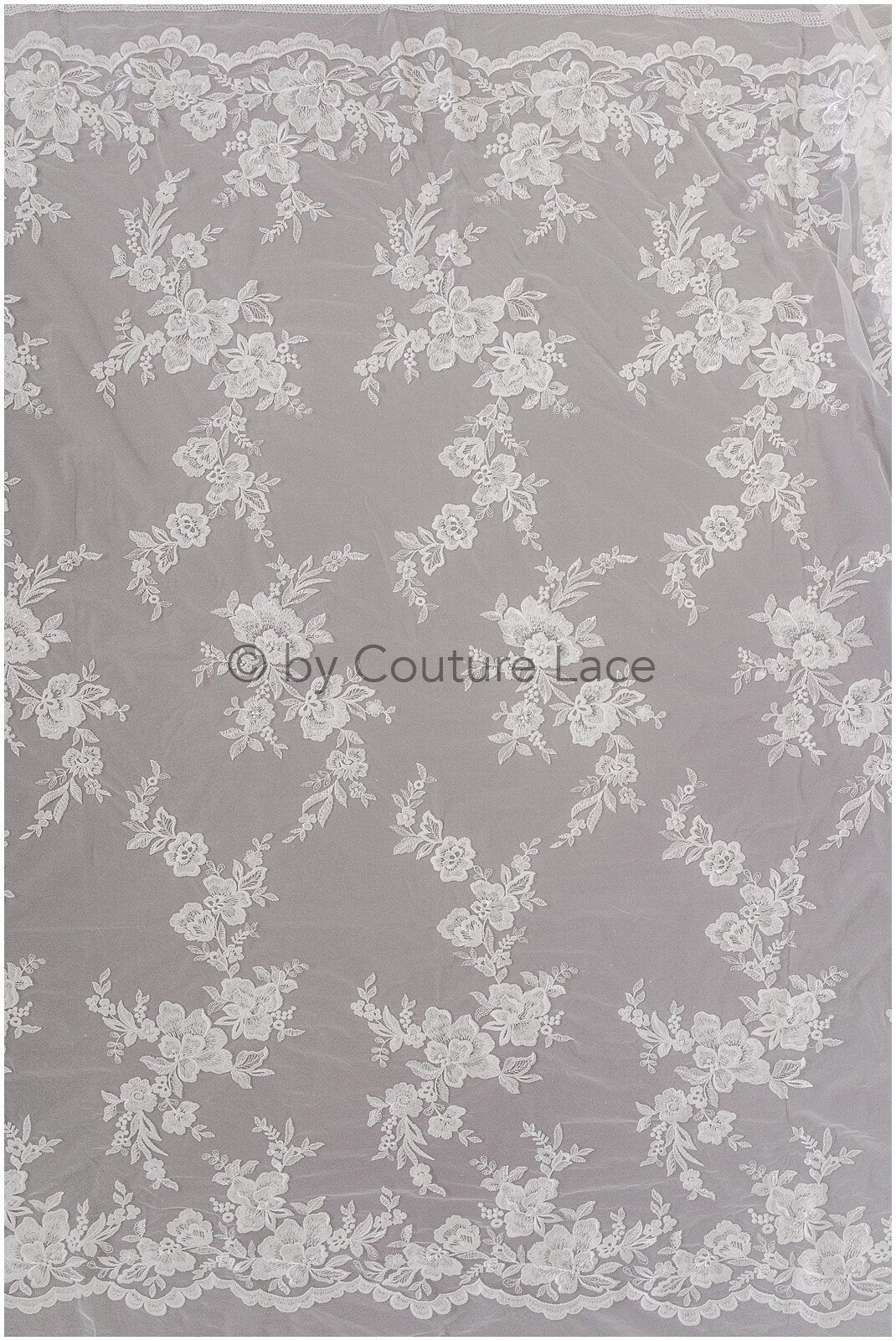 Romantischer Baumwoll-Rayon-Misch-Spitzenstoff für Hochzeitskleid, Spitzenstoff, Blumendesign Spitze, Blumenmuster Hochzeitskleid Spitze// L19-017