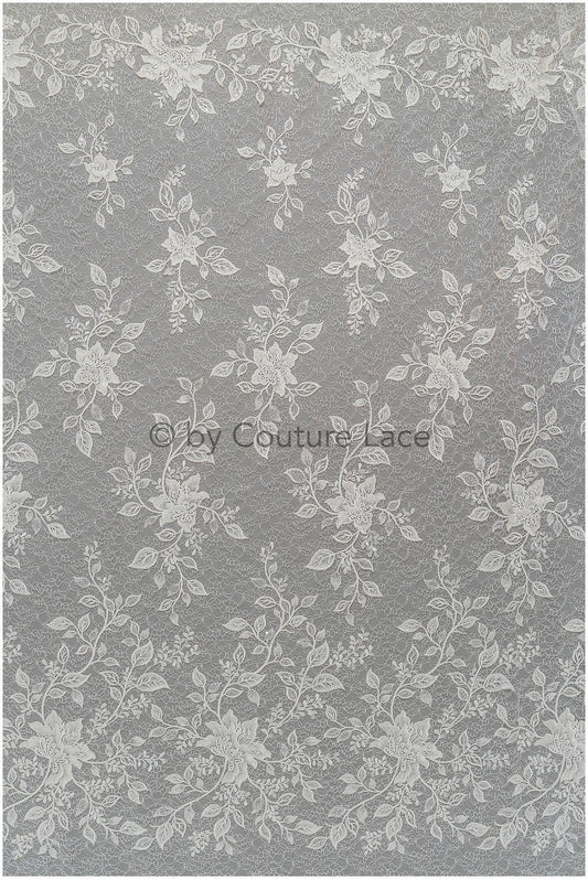 2,5 yds / 2,3 Meter  Spitzenstoff Off-White/ französischer Spitzenstoff/ florale Spitzenstickerei/ Blütenspitze mit Pailletten// L19-016