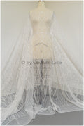 Perlen Braut Spitzenstoff Off-White/ Perlen Wellen Spitzenstoff/ Hochzeitskleid Spitze mit Perlen & Pailletten/ Brautspitzenstoff// L19-021