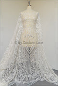 Orientalischer Spitzenstoff Off-White/ Hochzeitsspitze/ Braut Spitze/ Couture Spitze/ Hochzeitskleid Spitze// L19-050
