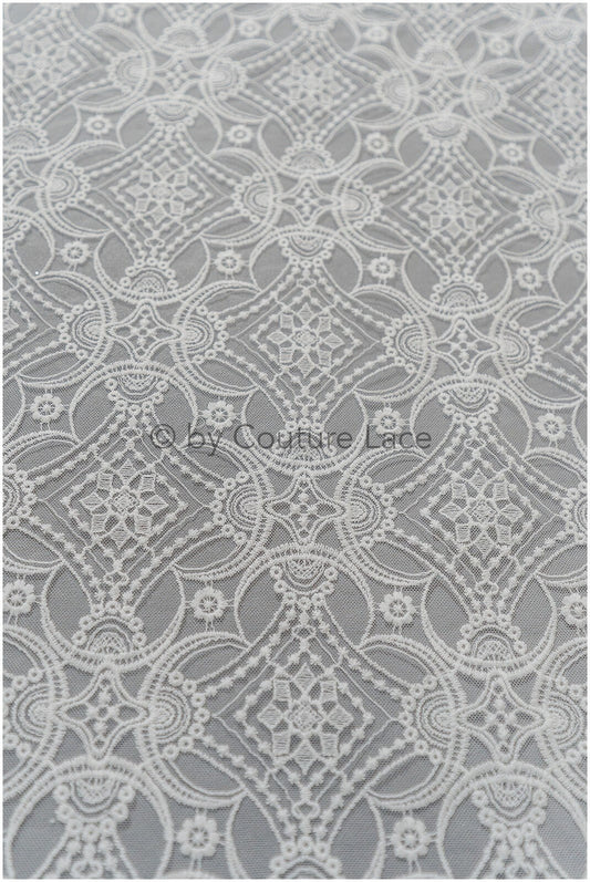 Artdeco Spitzenstoff Off-White/ Hochzeit Spitzenstoff/ Boho Brautkleid Spitze/ geometrisches Brautkleid Spitze// L19-314
