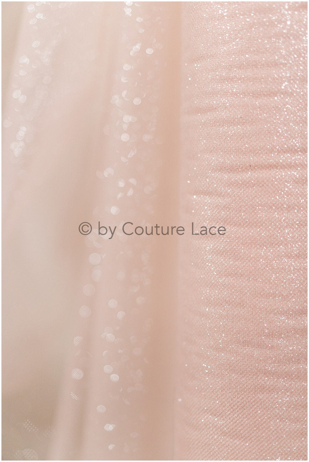 Blush peach glitter tulle fabric/ glitter tulle fabric/ peach fabric with glitter/ shiny bridal lace fabric// R-025