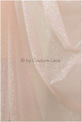 Blush peach glitter tulle fabric/ glitter tulle fabric/ peach fabric with glitter/ shiny bridal lace fabric// R-025