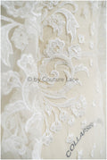Berta Bridal Spitzenstoff, Brautspitze mit Perlen und Pailletten, verzierte Blumenspitze, Berta Braut Hochzeitsspitze// L19-302