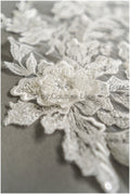 3D pearl lace patch, flower applique, lace flower patch, lace applique, wedding dress lace applique, bridal flower patch// A19-188
