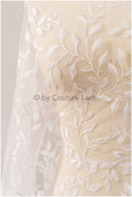 Romantic bridal lace off-white/ bridal lace with leaves/ sequin lace/ bridal lace fabric with sequins// L19-002