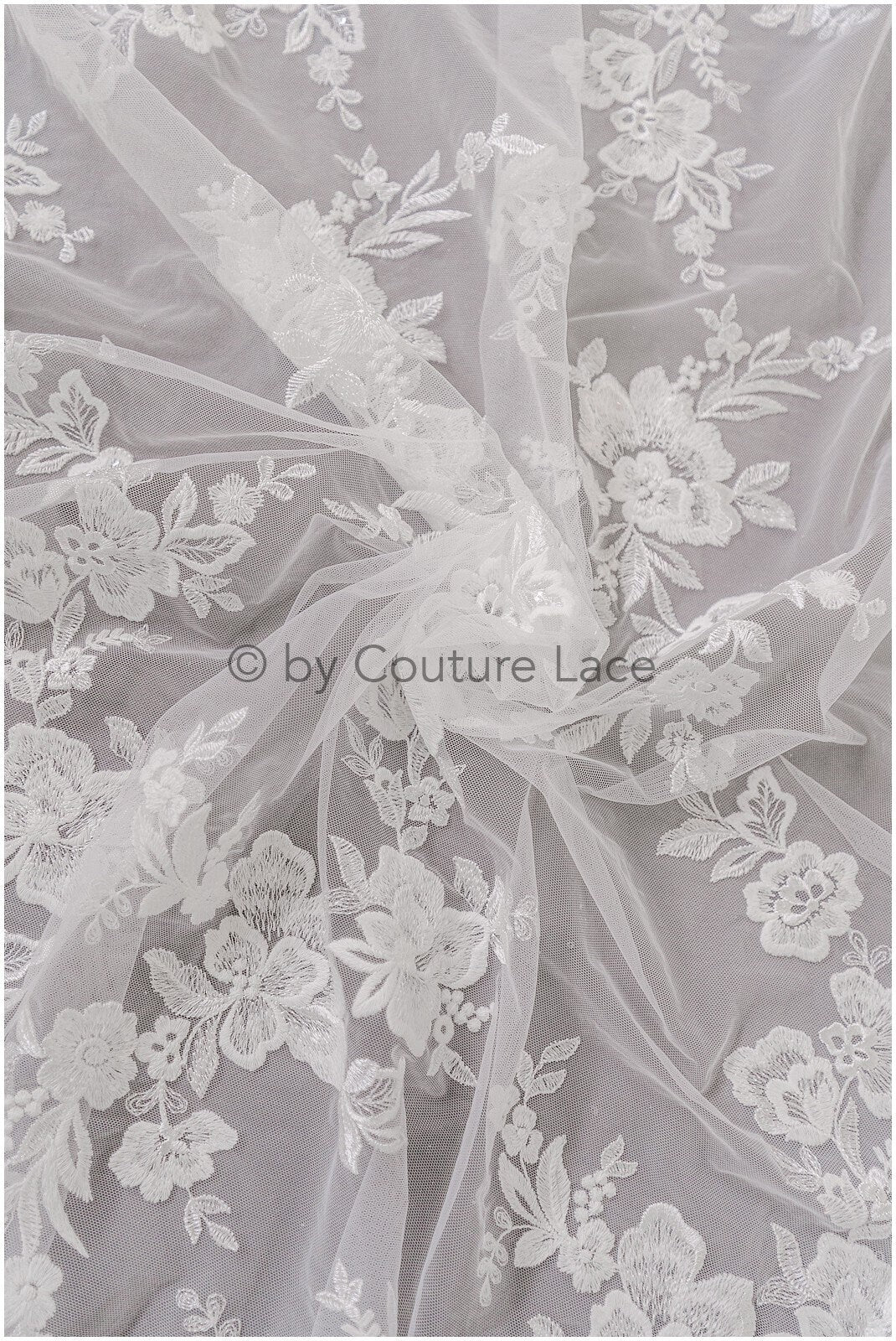 Romantischer Baumwoll-Rayon-Misch-Spitzenstoff für Hochzeitskleid, Spitzenstoff, Blumendesign Spitze, Blumenmuster Hochzeitskleid Spitze// L19-017