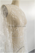 Soft embroidered bridal lace fabric/ floral lace off-white/ wedding dress lace/ floral lace// L19-003NS