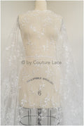 Soft embroidered bridal lace fabric/ floral lace off-white/ wedding dress lace/ floral lace// L19-003NS