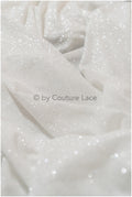 Stretch glitter fabric/ off-white diamond glitter mesh/ stretch glitter fabric/ shiny bridal glitter fabric// R-026