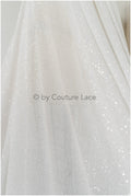 Stretch glitter fabric/ off-white diamond glitter mesh/ stretch glitter fabric/ shiny bridal glitter fabric// R-026