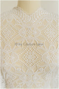 Artdeco Spitzenstoff Off-White/ Hochzeit Spitzenstoff/ Boho Brautkleid Spitze/ geometrisches Brautkleid Spitze// L19-314