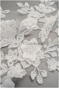 3D Blumen SpitzenApplikation für Hochzeitskleid, Brautkleid Spitzenaufnäher mit 3D Blumen, Perlen BrautSpitze Applikation mit 3D Blumen// A20-195