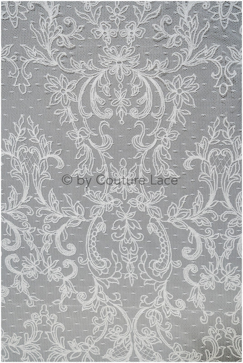 French lace fabric on dot tulle/ lace fabric off-white/ floral lace with dots/ polka dot lace fabric/ bridal lace// L20-328