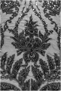 Perlen schwarzer Spitzenstoff/ Couture Spitzenstoff/ Hand Perlen Spitzenstoff/ Perlen Perlen Spitze// L19-241