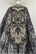 Perlen schwarzer Spitzenstoff/ Couture Spitzenstoff/ Hand Perlen Spitzenstoff/ Perlen Perlen Spitze// L19-241