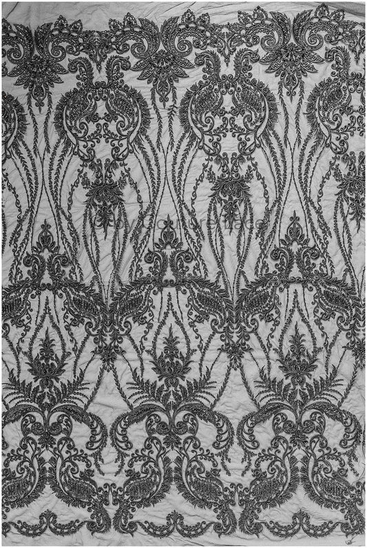Perlen schwarzer Spitzenstoff/ Couture Spitzenstoff/ Hand Perlen Spitzenstoff/ Perlen Perlen Spitze// L19-241