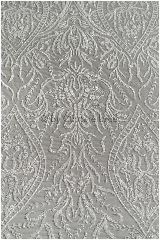 Perlen Brautspitze Off-White/ Braut Spitze Stoff/ schwere Perlen Hochzeitskleid Spitze/ Couture Spitze// L19-106