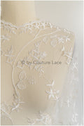 Soft embroidered bridal lace fabric/ floral lace off-white/ wedding dress lace/ floral lace// L19-003NS