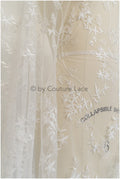Soft embroidered bridal lace fabric/ floral lace off-white/ wedding dress lace/ floral lace// L19-003NS