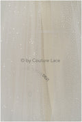 3m wide - Off-White Diamond Glitter Tulle Fabric/ Glitter Veil/ Glitter Mesh/ Polka Dot Glitter Fabric/ Shiny Bridal Lace Fabric// R-027