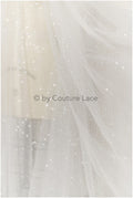 3m wide - Off-White Diamond Glitter Tulle Fabric/ Glitter Veil/ Glitter Mesh/ Polka Dot Glitter Fabric/ Shiny Bridal Lace Fabric// R-027