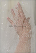 3m wide - Off-White Diamond Glitter Tulle Fabric/ Glitter Veil/ Glitter Mesh/ Polka Dot Glitter Fabric/ Shiny Bridal Lace Fabric// R-027