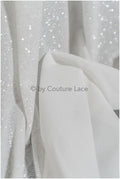 Stretch glitter fabric/ off-white diamond glitter mesh/ stretch glitter fabric/ shiny bridal glitter fabric// R-026