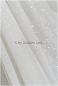 Stretch glitter fabric/ off-white diamond glitter mesh/ stretch glitter fabric/ shiny bridal glitter fabric// R-026