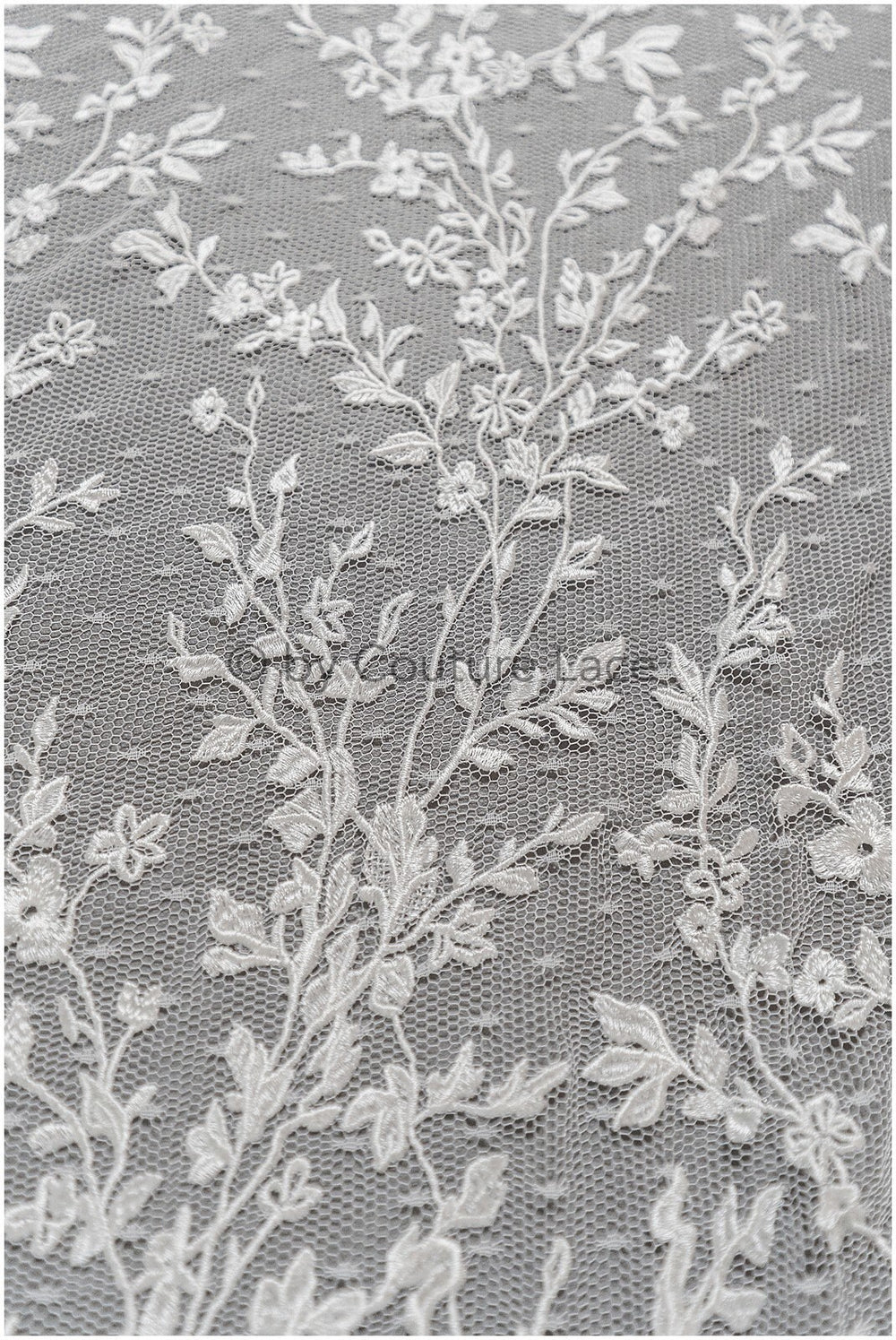 French lace off-white/ embroidered lace fabric on dot tulle/ lace with dots/ polka dot lace fabric// L19-321