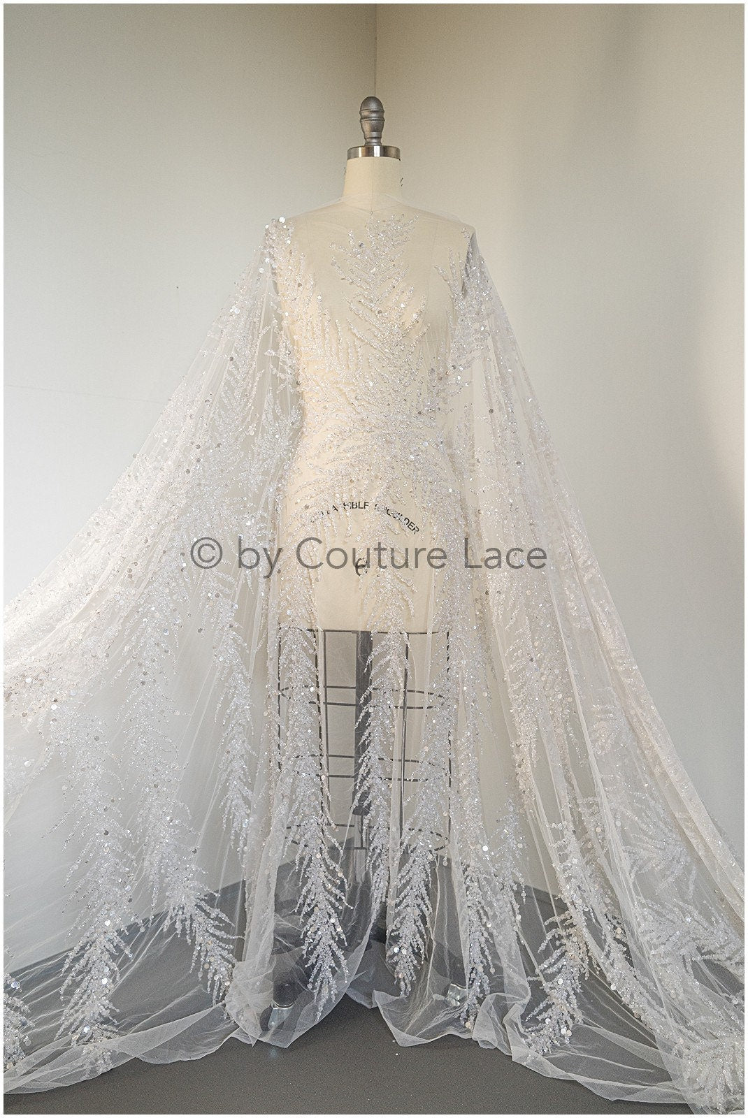 Perlenspitzenstoff Off-White/ Perlenspitze Stoff/ Braut Spitze Stoff/ Perlenspitze/ Brautspitze// L19-085