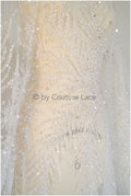 Perlenspitzenstoff Off-White/ Perlenspitze Stoff/ Braut Spitze Stoff/ Perlenspitze/ Brautspitze// L19-085