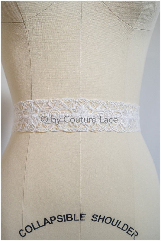 Bridal lace trim/ off-white wedding lace trim/ bridal lace belt/ elegant bridal lace/ bridal lace trim/ T20-084