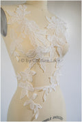 Romantischer Blattaufnäher, Spitzenblumen Applikation, Spitzen Applikation, Hochzeitskleid Spitzen Applikation, Braut Blumen Applikation// A20-194